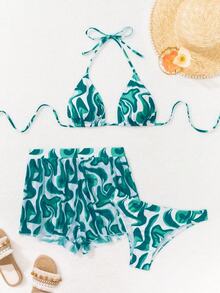 Swim Vcay 3件組 Springbreak 印花隨機圖案比基尼泳衣 - 綠色 - 查看 5