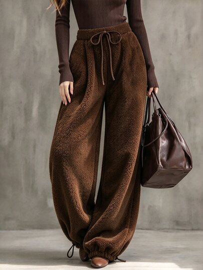 Holdful Holdful Pantalones largos casuales versátiles de uso diario con cintura con cordón para mujer