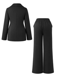 Momance Maternity Business Suit Black Blazer 2 Pieces Set - Black - View 6