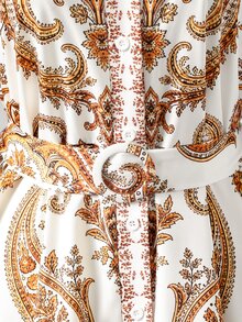 DreamSkyne Plus Size Printed Vacation Cinched Waist Full Skirt Dress Fall Party Confirmation Formal Dinner Evening White 1920 Vintage Elegant Celestial - Multicolor - View 5