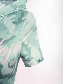Mistrie Women's Camouflage Hooded Jacket Shorts 2 Pieces Set Gym Workout Light Grey Y2k 2000s - Green - View 6