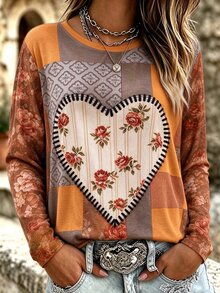 EMERY ROSE Women's Long-Sleeve Tops With Halloween Prints, Loose Casual And Simple Style Fall - Multicolor - View 1
