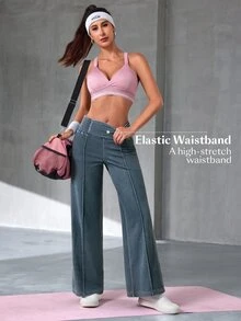 Flexra Women's Casual Athleisure Everyday Washed Elastic Waist Jeans Gym Workout Aqua Blue Summer - Light Wash - View 5