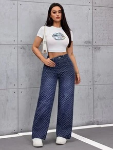 INAWLY Plus Size Women's Casual Daily Travel Denim Jeans With Pockets And Buttons - Dark Wash - View 5