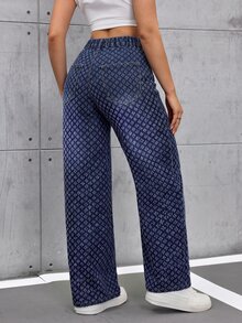 INAWLY Plus Size Women's Casual Daily Travel Denim Jeans With Pockets And Buttons - Dark Wash - View 2