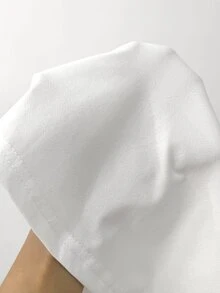 SHEIN 1 chiếc áo thun chui đầu cổ tròn cho bé trai tuổi teen, thiết kế tối giản, dập chữ, màu trơn, chất vải thoải mái, phù hợp mùa hè và mùa thu - trắng - Xem 5