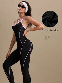 Glamine Women's Seamless Criss-Cross Back Jumpsuit, Sports - Multicolor - View 5