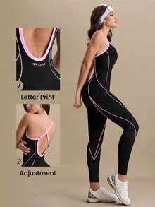 Glamine Women's Seamless Criss-Cross Back Jumpsuit, Sports - Multicolor - View 6