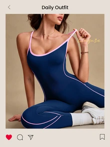 Glamine Women's Seamless Criss-Cross Back Jumpsuit, Sports - Multicolor - View 6