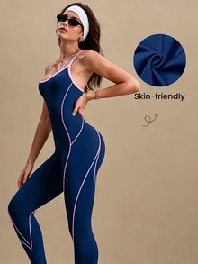 Glamine Women's Seamless Criss-Cross Back Jumpsuit, Sports - Multicolor - View 4