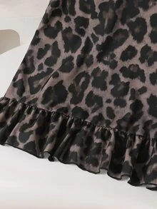 SHEIN Tween Girl Leopard Sleeveless Summer Dress Dresses For Girls Girls Clothes 8 To 12 Years Vacation Shades Of Brown Casual Cute Boho School - Black - View 4