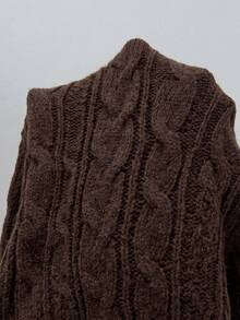 Juhart Áo cardigan len vặn thừng nữ phối ren Pháp, cổ chữ V đan chéo, thắt eo, cho mùa thu/đông - màu nâu - Xem 6