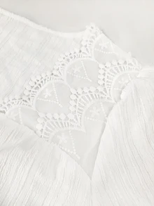 EMERY ROSE Gentle Style Boho Casual Lace Tie Long Sleeve Blouse Lightweight Commute Vacation Date Plus Size Shirt French Romantic Outfit For Women Travel White - White - View 4
