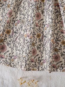 Đầm casual nữ trẻ đi du lịch họa tiết hoa phối patchwork cổ tròn tay dài - Nhiều màu - Xem 10