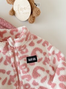 SHEIN 2pcs Baby Girl Autumn/Winter Cute Versatile Casual Fuzzy Stand Collar Jacket - Pink - View 4