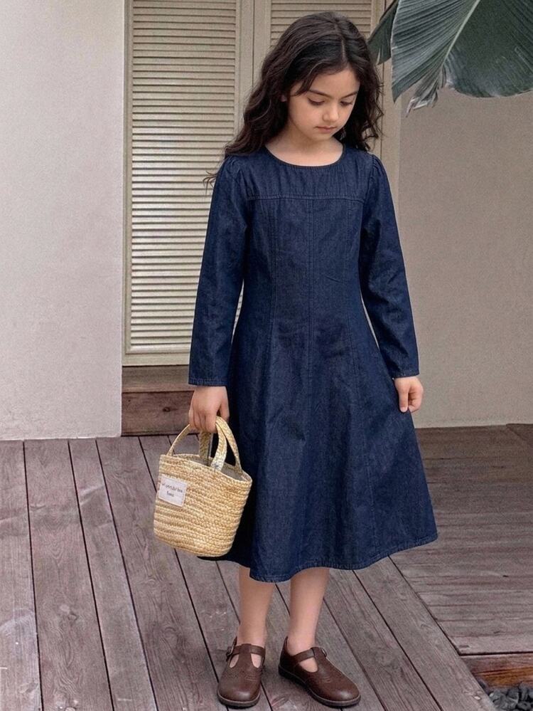 Dazy Kids Tween Girl Fall Clothes Tween Girl Denim Overall Dress - Dark Wash - View 1