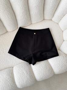 INAWLY Women's Solid Color Simple & Fashionable Pants, Suitable For Summer - Black - View 3