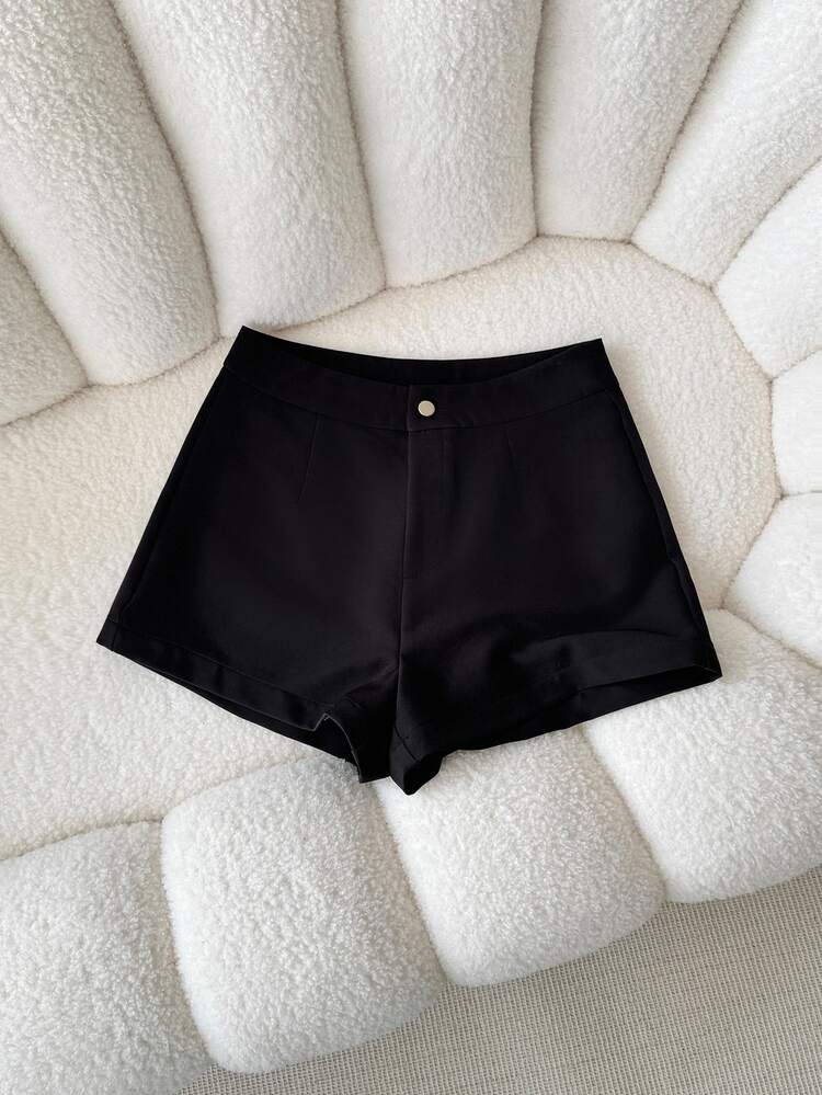 INAWLY Women's Solid Color Simple & Fashionable Pants, Suitable For Summer - Black - View 3