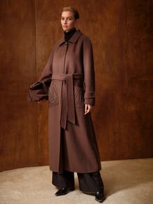 MOTF PREMIUM WOMEN'S AUTUMN/WINTER LONG SLEEVE CASUAL DOUBLE-FACED WOOL LONG COAT - Coffee Brown - View 6