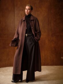 MOTF PREMIUM WOMEN'S AUTUMN/WINTER LONG SLEEVE CASUAL DOUBLE-FACED WOOL LONG COAT - Coffee Brown - View 4