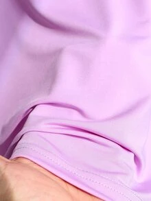 SHEIN 青少年女孩 2件組圓領愛心印花短袖T恤條紋長褲套裝 夏季可愛 Katseye 生日 白色黑色 派對正式穿搭 - 紫色 - 查看 8