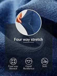 Flexra Women Casual Comfortable High Waist Elastic Waist Side Pockets Loose Wide Leg Jeans - Medium Wash - View 7