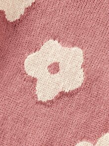 SHEIN Young Girl Ditsy Floral Casual Sweater In Fall/Winter - Dusty Pink - View 4