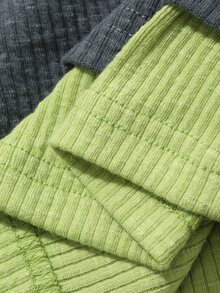 FRIFUL Women's 2 In 1 Patchwork Casual Streetwear Daily Everyday T-Shirt Grey Lime Green - Brown - View 9