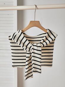 SHEIN Tween Girls Fall Outfits 2pcs/Set Round Neck Poncho Sweatshirt + White Wide Leg Pants Set, Casual 80s Cute, Off Campus School Black And White - Multicolor - View 8