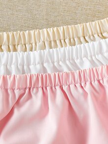 SHEIN Souflis 3pcs/Set Toddler Boys' Casual Cute & Versatile Shorts Baby Girl Bottoms Ruffle Hem Panties Bloomers Ruffles Multicolor Polyester Plain - Multicolor - View 5