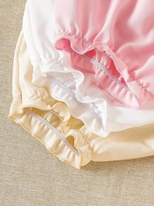 SHEIN Souflis 3pcs/Set Toddler Boys' Casual Cute & Versatile Shorts Baby Girl Bottoms Ruffle Hem Panties Bloomers Ruffles Multicolor Polyester Plain - Multicolor - View 7