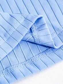 SHEIN Áo bầu size lớn màu xanh nhạt dáng chữ A rộng, có khe mở cho con bú ẩn, tay dài gân tăm cho mùa xuân/thu - Màu xanh lam - Xem 12
