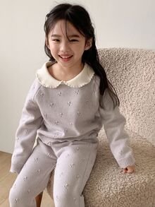 Dazy Kids 女童针织毛衣套装，秋季 - 紫色 - 查看 7