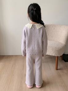 Dazy Kids 女童针织毛衣套装，秋季 - 紫色 - 查看 9