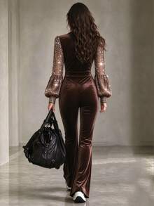 GlowEve Women's Shiny Casual Daily Wear Jumpsuit - Brown - View 2