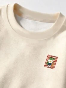 Young Boy Long Sleeve Crew Neck Sweatshirt With Cartoon Pattern, Suitable For Autumn/Winter - Multicolor - View 5