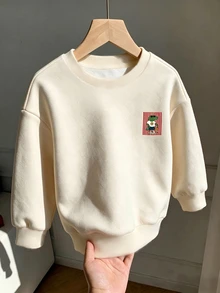 Young Boy Long Sleeve Crew Neck Sweatshirt With Cartoon Pattern, Suitable For Autumn/Winter - Multicolor - View 2