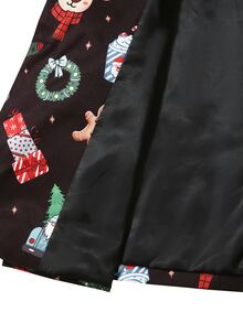 Manfinity Mode Men's Formal Black Christmas Reindeer Hat Print Suit Set, Autumn/Winter Four Seasons Holiday Atmosphere - Black - View 4