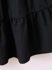 SHEIN Tween Girl Fashionable Solid Tiered Hem Skirt For Summer Autumn Fall, Holiday, Casual - Black - View 9