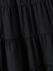 SHEIN Tween Girl Fashionable Solid Tiered Hem Skirt For Summer Autumn Fall, Holiday, Casual - Black - View 5