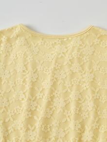 Tween Girls Sweet Style Yellow Lace A-Line Cap Sleeve Mini Dress, Lightweight For Spring, Graduation, Vacation, Outfit - Yellow - View 9