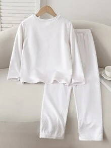 Girls' Oversized Long Sleeve Long Pants Fleece Pajamas, Cute Koala Eye Mask Design, Suitable For Home Wear And Daily Outfit, Autumn/Winter - Apricot - View 2