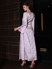 Yasmyna V-Neck Flare Sleeve Bow Tie Side Cinched Waist Maxi Dress, Spring/Summer - Multicolor - View 2
