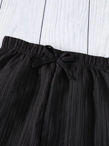 SHEIN Tween Girl High Waist Wide Leg Loose Fit Black Pants Halloween Autumn Fall School Casual Uniform - Black - View 6