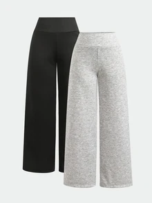 SHEIN 2PCS Teen Girls Winter Pants - Multicolor - View 5