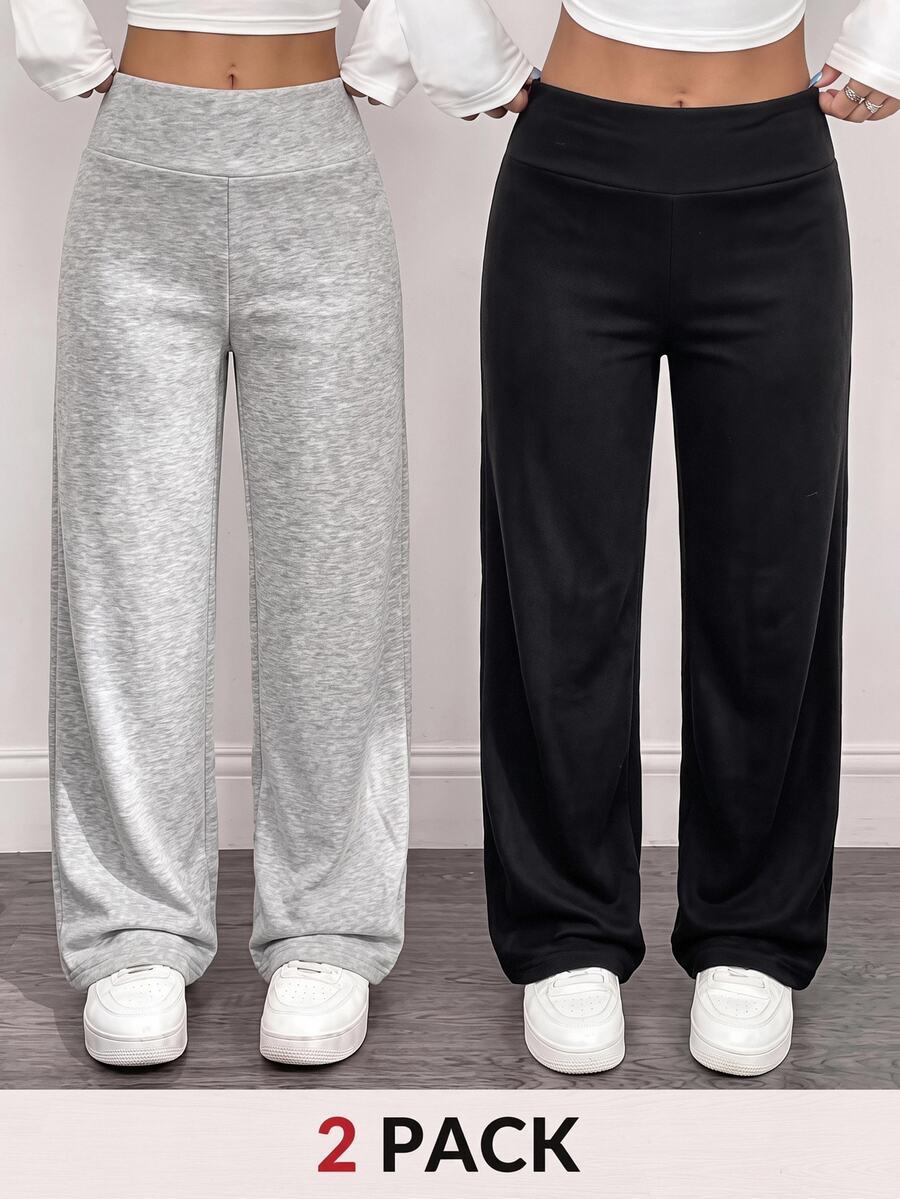 SHEIN 2PCS Teen Girls Winter Pants - Multicolor - View 1