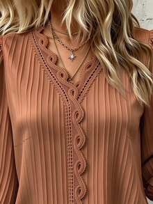 SHEIN Clasi Plus Size Women Solid Color Casual Versatile Daily Wear Shirt Fall - Orange - View 6