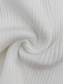 SHEIN Women's Round Neck Long Sleeve Ribbed Waist Bodycon Colorblock Casual French Daily Commute Sweater Dress Brunch Office White And Black Fall - Multicolor - View 6