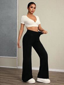 Flexra Women's Fall Casual Basic Washed High Waisted Straight Jeans Everyday Airport Going Out Travel Work Black - Black - View 5