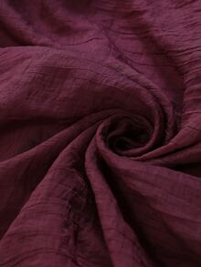 SHEIN LUNE Plus Size Sheer Crinkled Stand Collar Button Front Puff Long Sleeve Loose Casual Shirt Jacket Fall - Burgundy - View 6